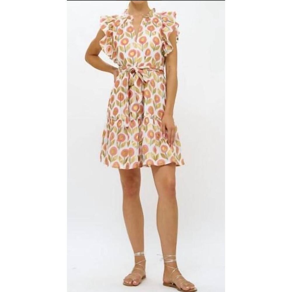 Oliphant Flirty Ruffle Hem Mini Dress No Sash Women’s Sz. L